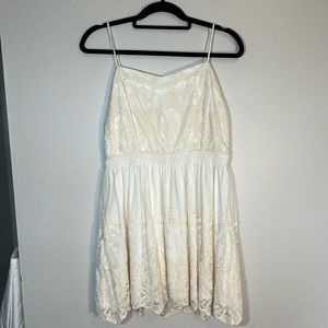 Urban Outfitters Pins and Needles lace mini dress sleeves cream white large‎